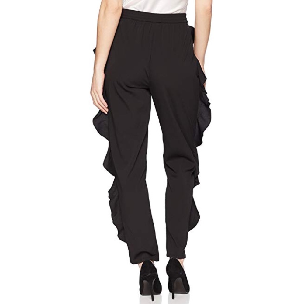 Black Boho Chic Side Frill Ruffle Pants - Picture 2 of 2